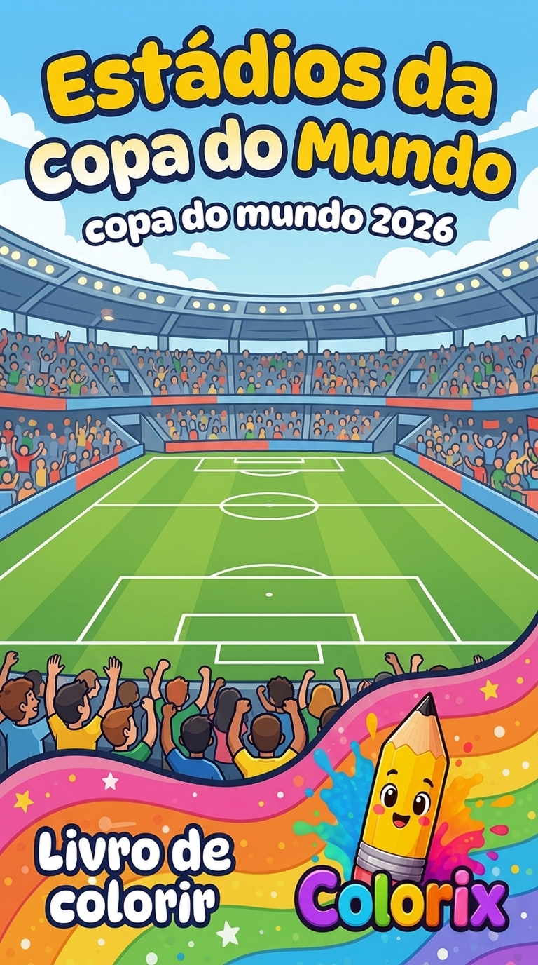 Capa do livro de colorir Estádios da Copa